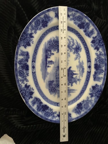 Doulton Burslem 17 1/4" Oval Flow Blue Serving Platter Madras Pattern c.1891 - Picture 4 of 10