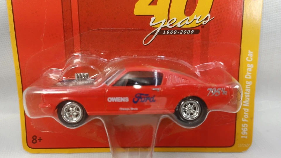 Johnny Lightning 40 Years 1965 Ford Mustang Drag Car Red Die Cast - Image 2 of 3