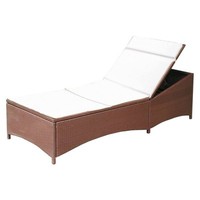 Poly-Rattan Liege Braun Mit Auflage Beige Gartenliege Sonnenliege Liegestuhl Neu