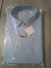 New Calvin Klein Men's Light Blue Regular-Fit Dress Shirt Size 16 34/35