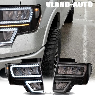 One Pair For 2009-2014 Ford F-150 LED DRL Startup Animation Reflector Headlights