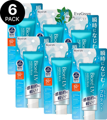 NEW Version KAO Biore UV Aqua Rich Watery Essence SPF50+PA++++ 70g -  6 Pack