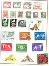 POLAND ALBUM PAGE OF 23 SOUND USED STAMPS, 1949-1963.