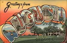 Greetings Augusta,GA Large Letter Richmond County Kinsella News Co. Vintage PC