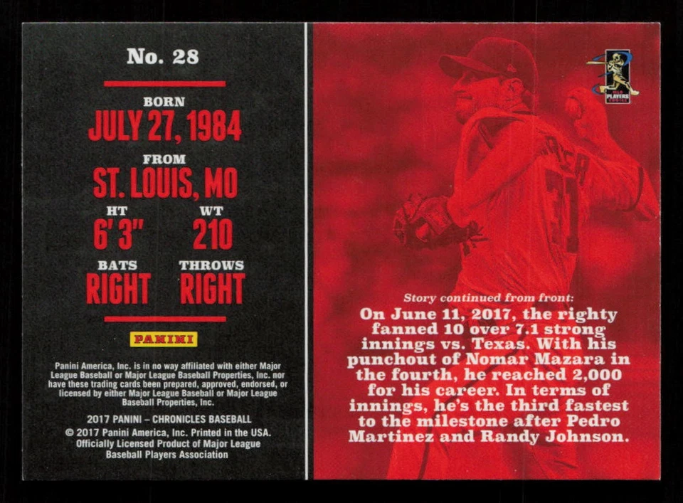 Max Scherzer 2017 Panini Chronicles #28 Washington Nationals Baseball Card - Image 2 of 2