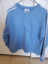 Vintage 90s Adidas Crew Neck light Blue Sweatshirt with 3 stripes