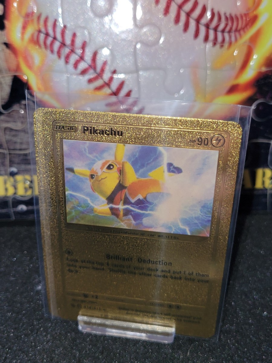 Pokemon Pikachu Brilliant Deduction 90HP Gold Foil Card Fan Art