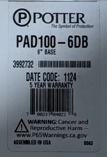 Potter PAD100-6DB 6" Detector Base - SAME DAY SHIPPING
