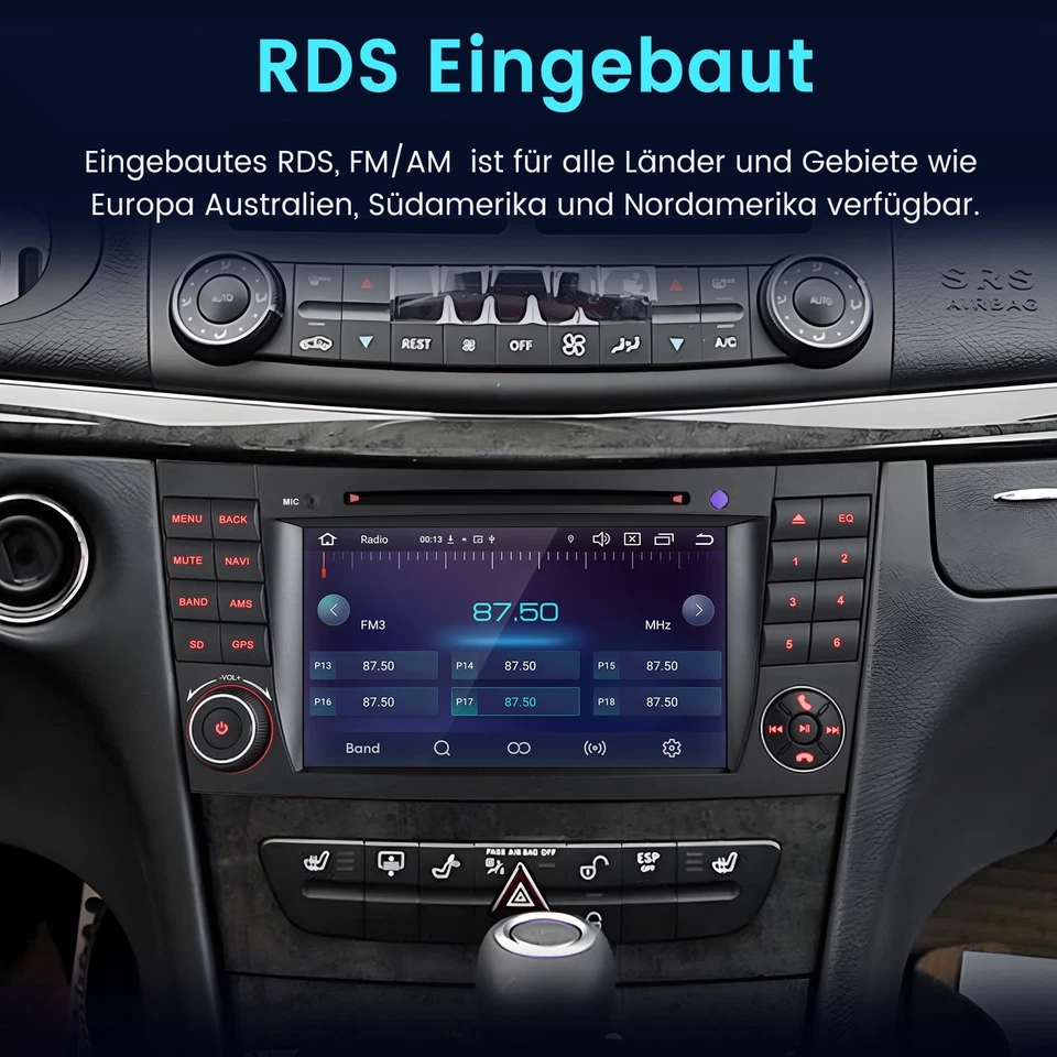 64GB Android 14 DAB+ Autoradio Carplay GPS Navi Mercedes E/CLS-Klasse W211 W219 - Bild 3 von 4