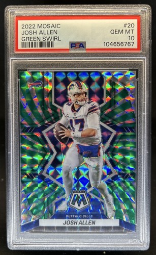 2022 Panini Mosaic Josh Allen Mosaic Green Swirl #/11 Bills PSA 10 GEM MINT
