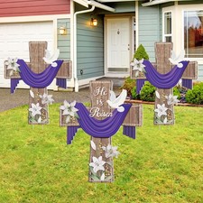 3 Pcs Easter Decorations Outdoor He Is Risen Yard Decor Religious Easter Yard...
