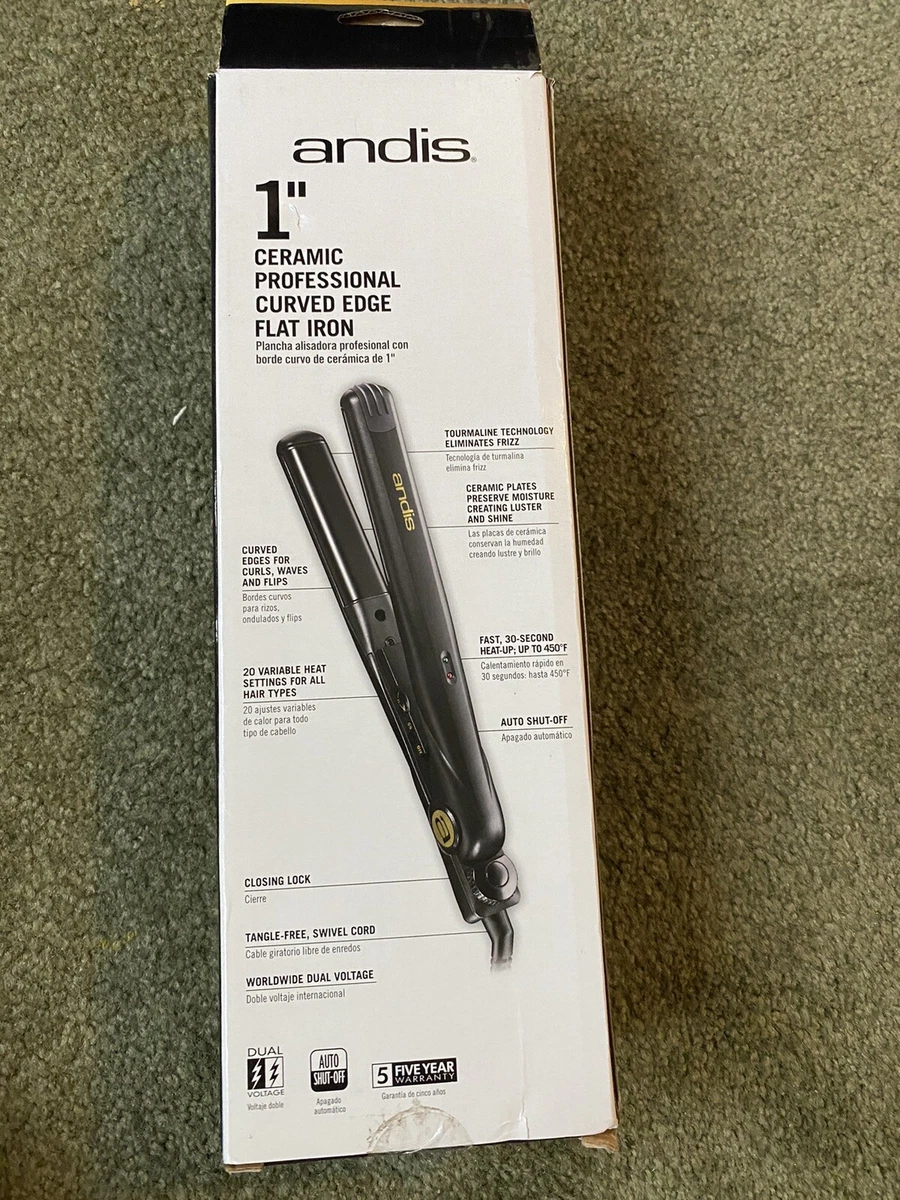 Andis Curved Edge Professional High Heat Ceramic 1 Inch Flat Iron Black