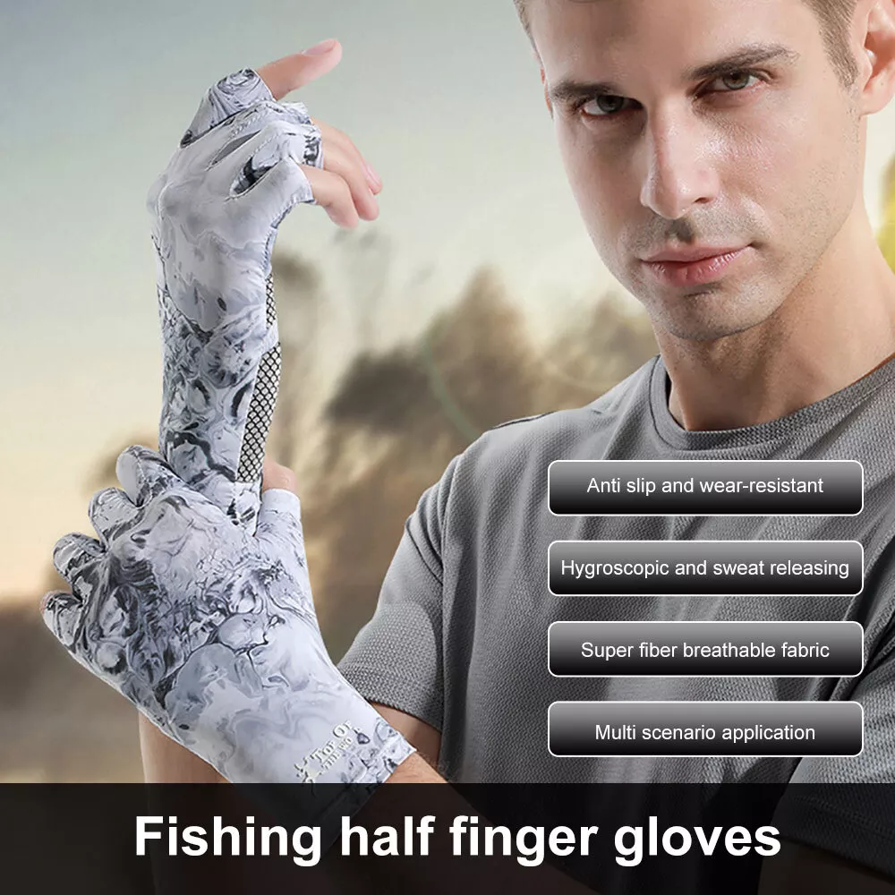 Non-slip Fingerless Stretch Fishing Gloves Half Finger Outdoor Sports Sun  Glove