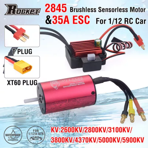 Surpass Hobby Waterproof 2845 Brushless Motor 35A ESC Combo Set for 1/12 RC Car