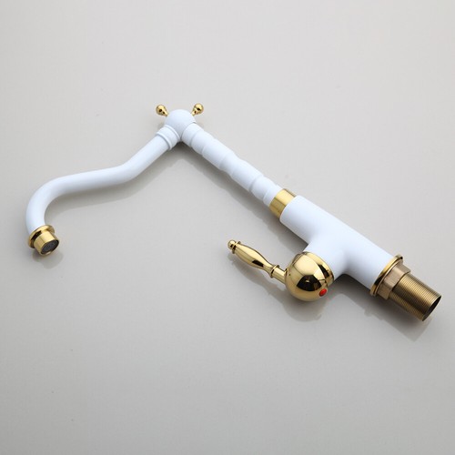Bathroom Gold Double Vessel Basin Sink Counter Top 1 Handles Mixer Tap Faucet - Afbeelding 10 van 11