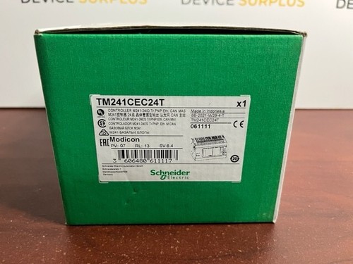 SCHNEIDER TM241CEC24T MODICON M241, 24 IO, TRANSISTOR, PNP, ETHERNET, CAN MA NEW - Picture 2 of 4