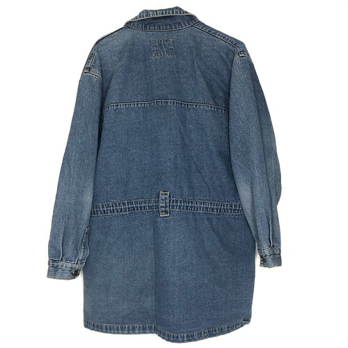 Vintage Jean Blue Brand Denim Chore Jacket Womens Large Drawstring Waist Long - Picture 6 of 9