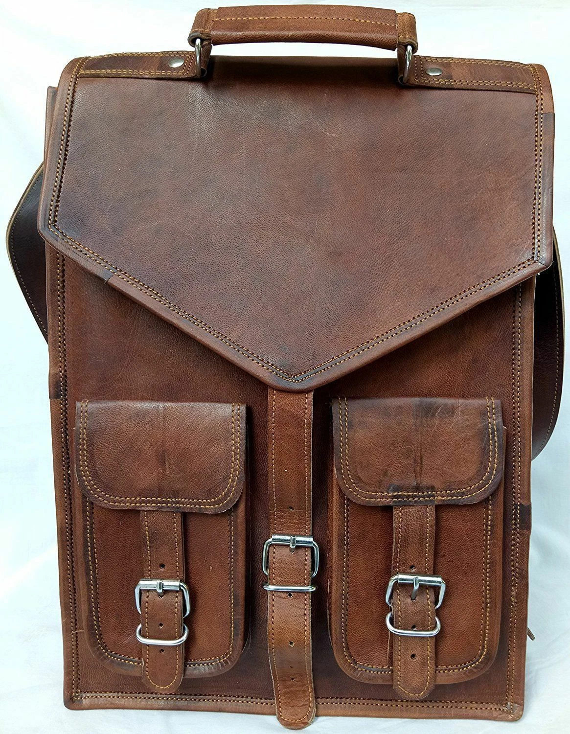 Men's Vintage Leather Laptop Backpack Rucksack Messenger Satchel Briefcase Bag