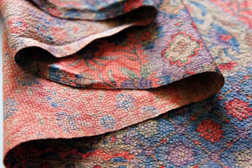 Vintage Japanese Kimono Silk Fabric Crepe Multicolor Floral Patchwork 162cm(64") - Picture 9 of 9