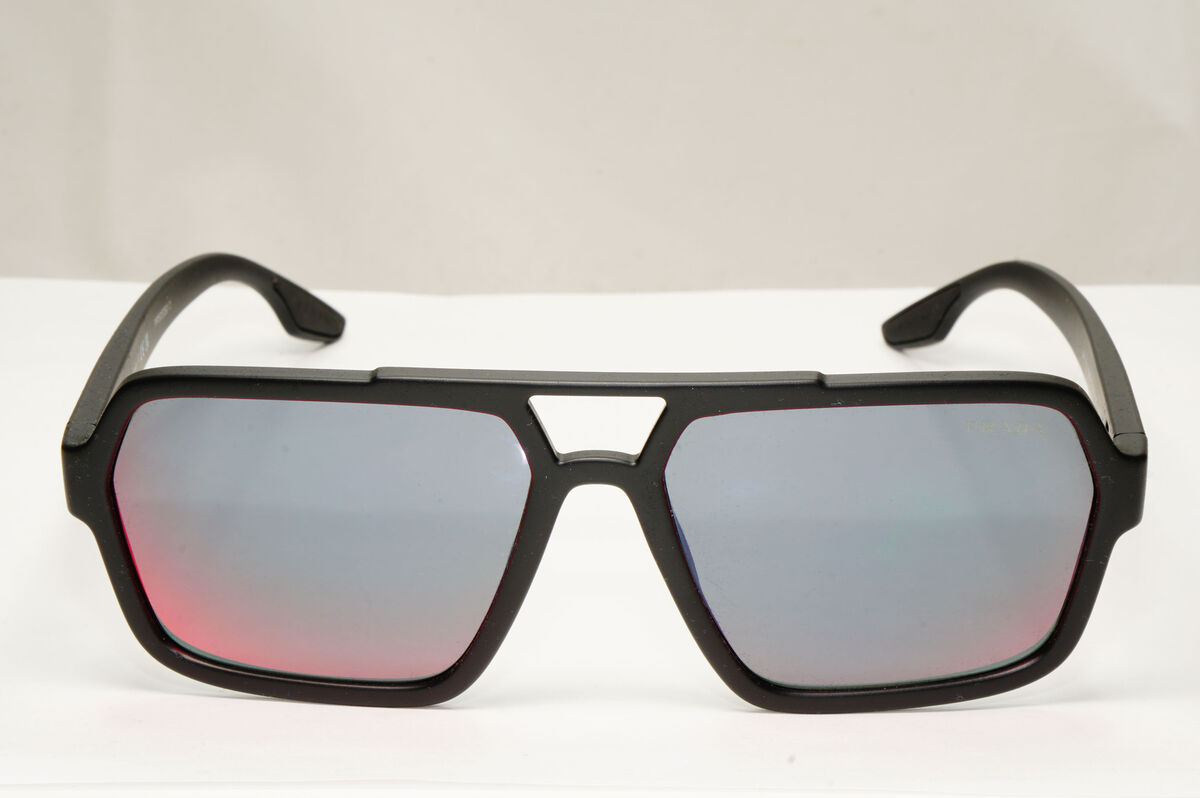Prada Sunglasses Black Grey Mirror Blue Red Square Pilot Prada Sunglasses Black Grey Mirror Blue Red Square Pilot