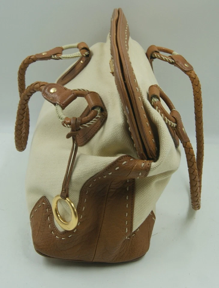 Elliott Lucca Handbag Women's Beige Brown Braided Handle  Shoulder Bag - Image 3 of 4