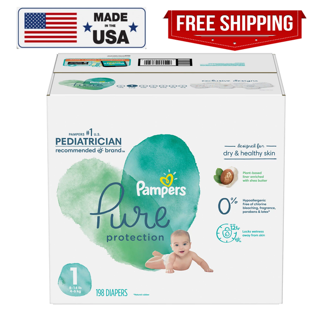 Size 5 Pampers Pure Disposable Baby Diaper Hypoallergenic 118 out of