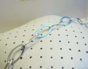 Vintage Stunning USA Sterling Silver Marquis Chain Bracelet 7" 925 Genuine