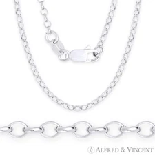 2.1mm Open Rolo Oval Cable Link Italian Chain Necklace in .925 Sterling Silver