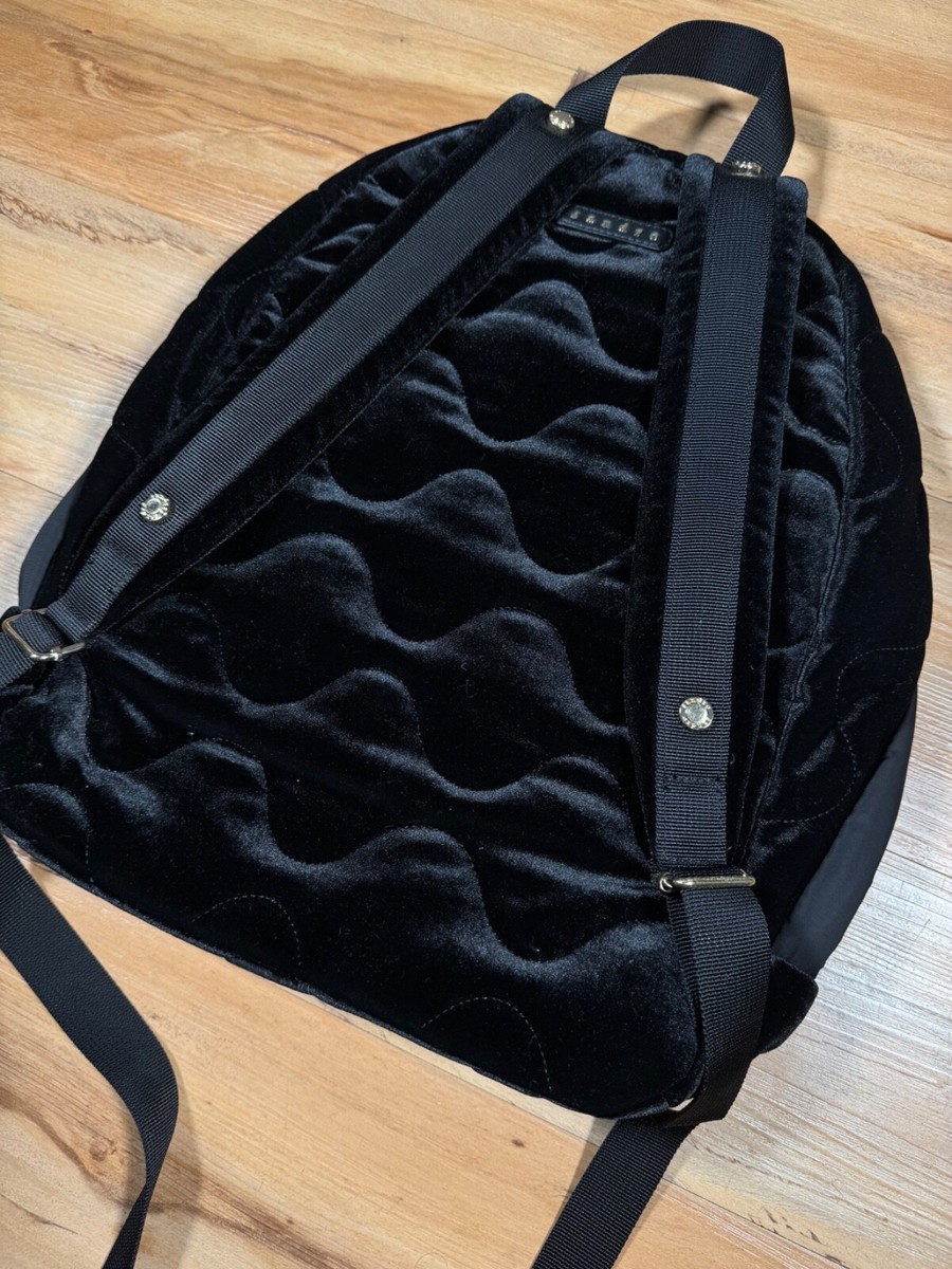 Sandro Paris Black Velvet Wave Quilted Gold Logo Studded  display picture 1