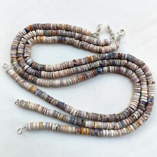 Australia Fire Opal Gemstone 8 mm Size Faceted Heishi Shape Beads 16.5" Necklace