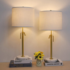 Table Lamp Modern Set of 2, 22" and 30" Height Adjustable Pull Warm Light