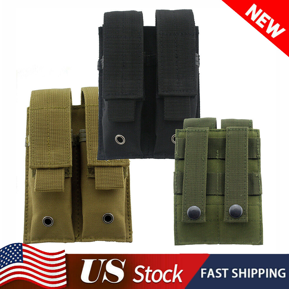.Tactical Molle Double Magazine Pouch Holster Pistol Mag Holder 9MM for Hunting-image