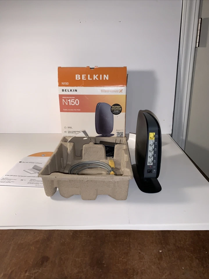 Belkin N150 Wireless/Wi-Fi Router 4 Port 2.4 GHz Easy Internet SPEED NEW - Image 2 of 3