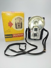 1957 Vintage Kodak Brownie Starflash Black Camera Built in Flashholder with Box
