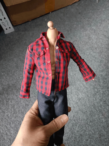 1:6th Male soldier Clothes Trendy Pink Checked Shirt for 12'' Man Figure - Picture 2 of 3