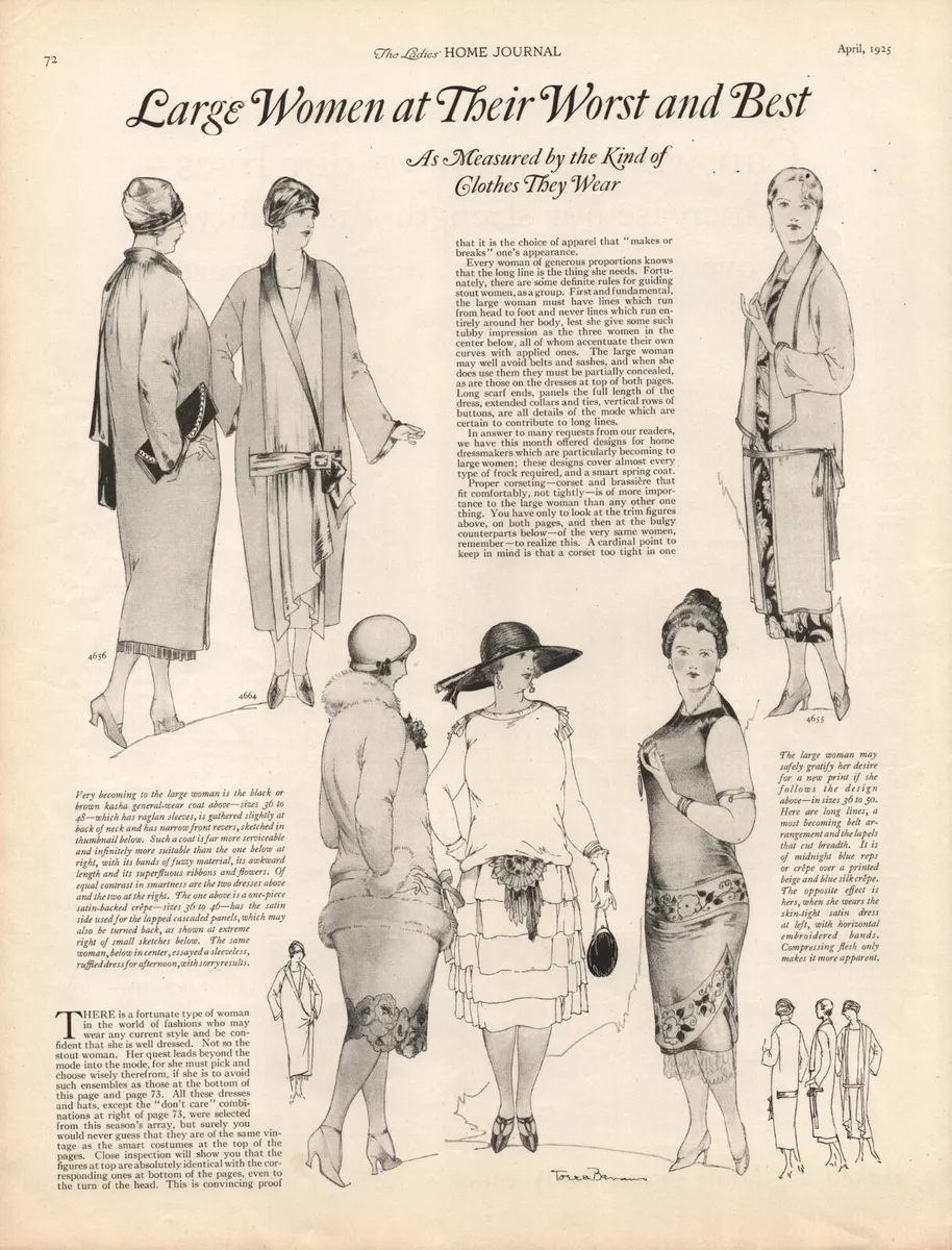 Women Fashion Print - 1925 - For Large Women - Vintage Magazine