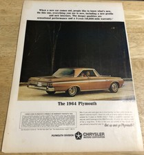 1964 PLYMOUTH SPORT FURY - Vintage 1963 Magazine Print Ad