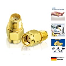 RP-SMA zu SMA Adapter 2er Set gold, WLAN Router & Kameras kompatibel