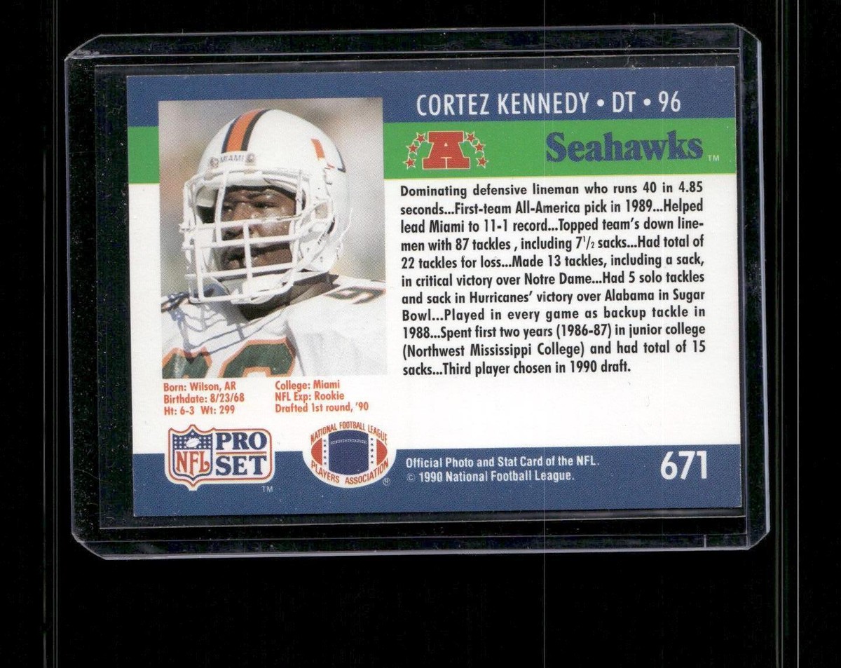 1990 Pro Set #671 Cortez Kennedy Seattle Seahawks RC | eBay