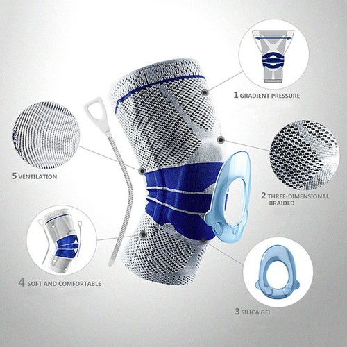 Sports Silicone Padded Knee Support Sleeve Nylon&Silicon Brace High Compression - Picture 3 of 7