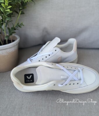 Veja V-12 Leather White Sable Sneakers made with Rose Gold Swarovski  Crystals | eBay