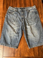 Vtg Sean John Men's Blue Denim Shorts 40 Flap Pockets Hip Hop Y2K Baggy Wide Leg