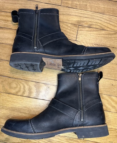 Clarks MELDON Black Leather Strap Zip Ankle Boots Mens 11M - Picture 11 of 13