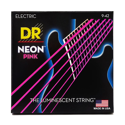 DR Strings HI-DEF NEON PINK Colored Electric Guitar Strings: Light 9-42 [NPE-9]