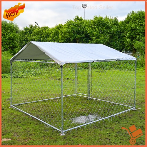 Large Pet Dog Run House Kennel Shade Cage with Roof Cover Backyard