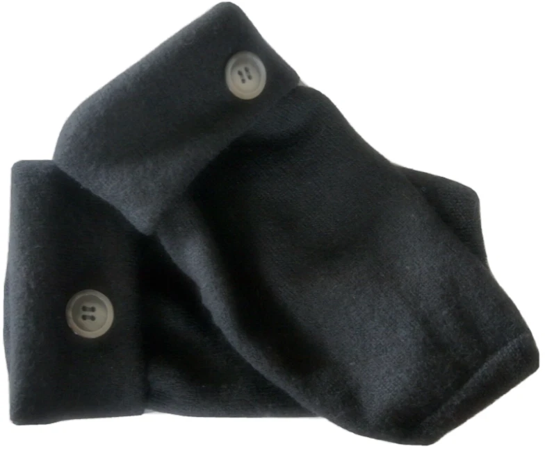 FINGERLESS GLOVES BLACK 100% MERINO WOOL M - L MEDIUM - LARGE MITTENS WINTER