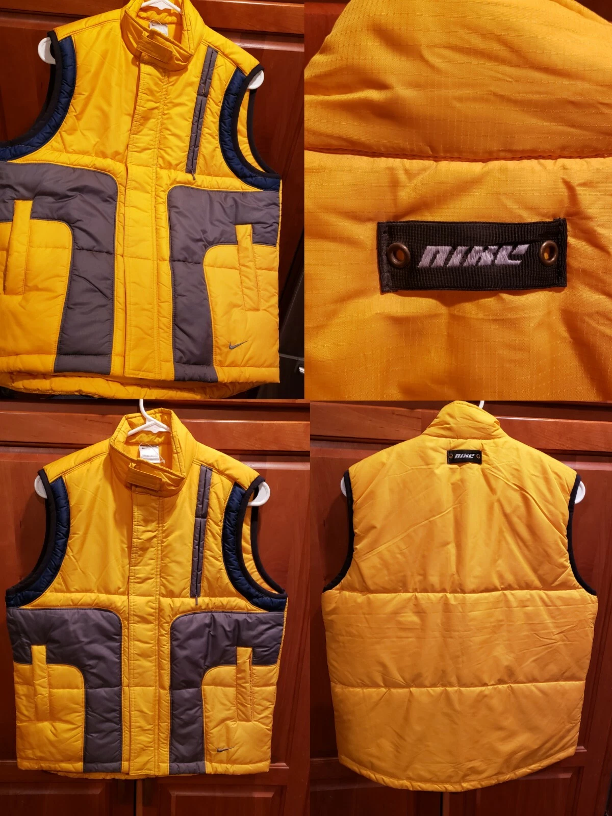 Vtg 90s Nike Color Block Silver Tag Puffer Vest Sz. L (14-16) Youth E.U.C