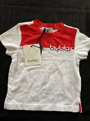 Byblos (Italy) NWT Red/White Cotton Knit Short Sleeve  T-Shirt -9 Months