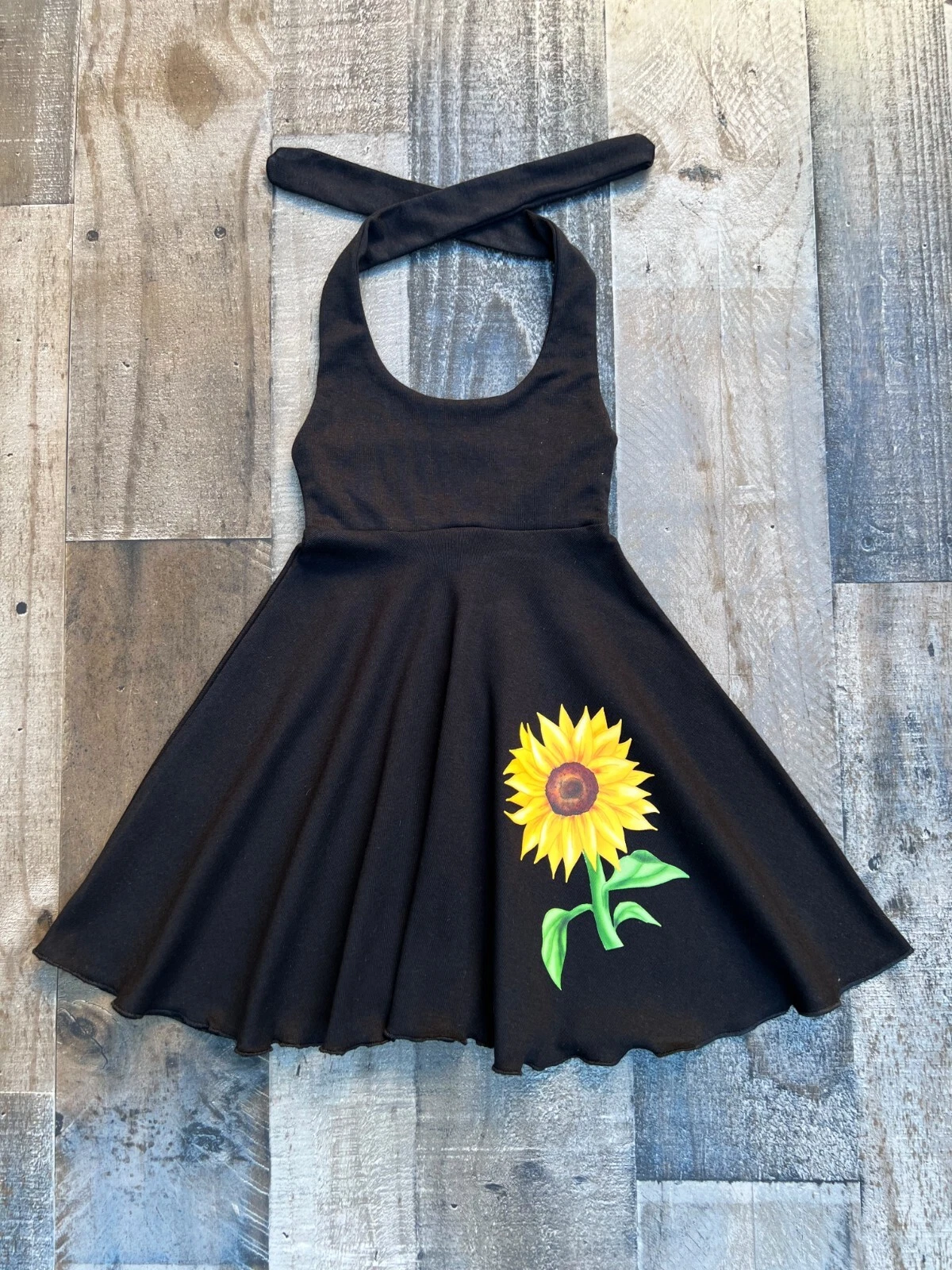 Sunflower Black Knit Boutique Girl Twirl Dress
