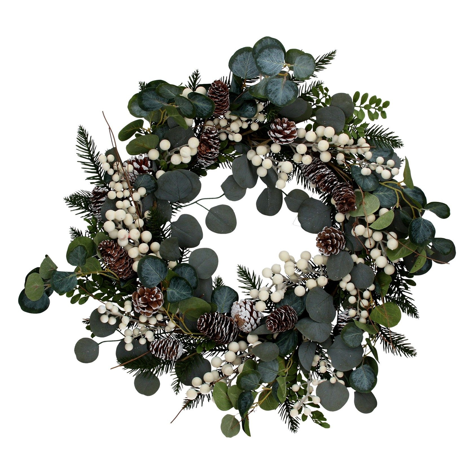 Eucalyptus Berry Cone Round Wreath Artificial Faux Decoration Gisela Graham Xmas